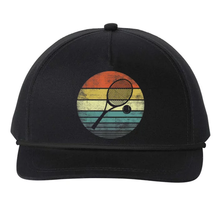 Tennis Player Gifts Retro Sunset Tennis Racquet &Amp; Ball Coach T Snapback Five-Panel Rope Hat