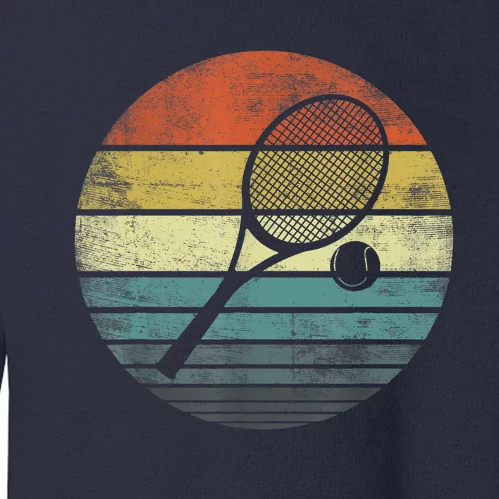 Tennis Player Gifts Retro Sunset Tennis Racquet &Amp; Ball Coach T Toddler Sweatshirt