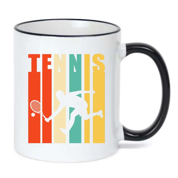 Tennis Player Gifts Retro Sunset Tennis Racquet & Ball Coach Black Color Changing Mug