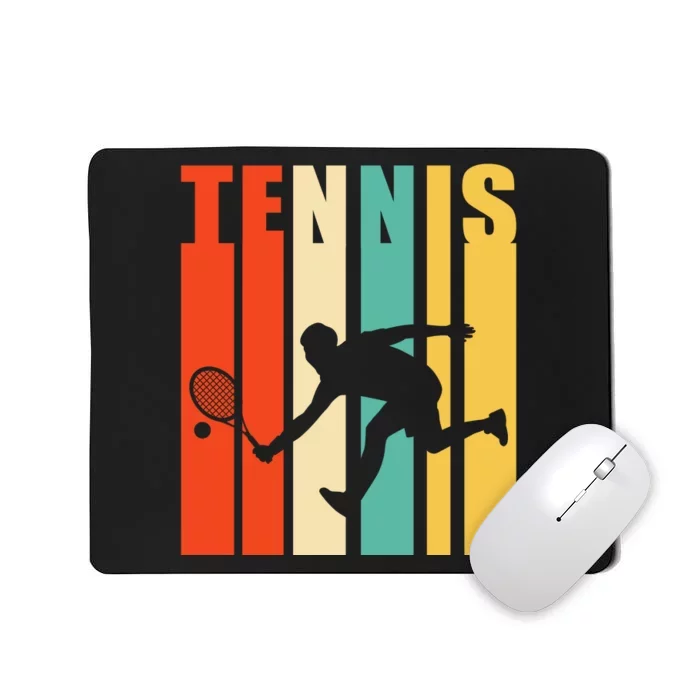 Tennis Player Gifts Retro Sunset Tennis Racquet & Ball Coach Mousepad