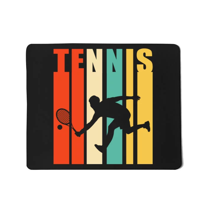 Tennis Player Gifts Retro Sunset Tennis Racquet & Ball Coach Mousepad