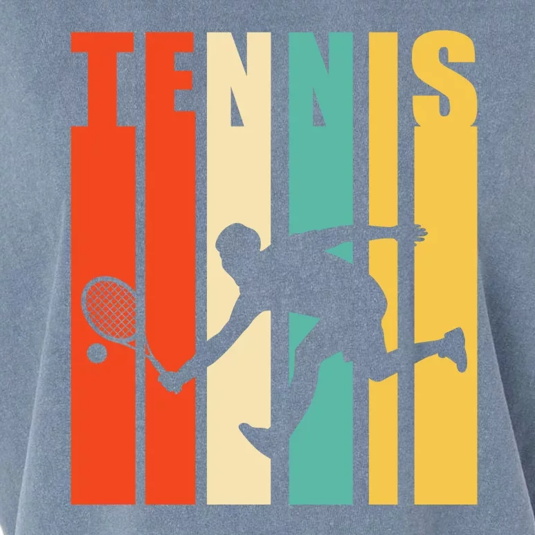 Tennis Player Gifts Retro Sunset Tennis Racquet & Ball Coach Garment-Dyed Women's Muscle Tee