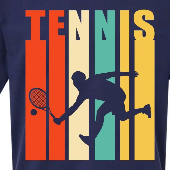 Tennis Player Gifts Retro Sunset Tennis Racquet & Ball Coach Sueded Cloud Jersey T-Shirt