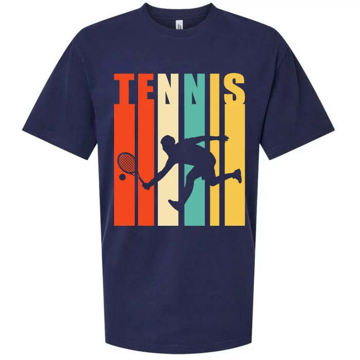 Tennis Player Gifts Retro Sunset Tennis Racquet & Ball Coach Sueded Cloud Jersey T-Shirt