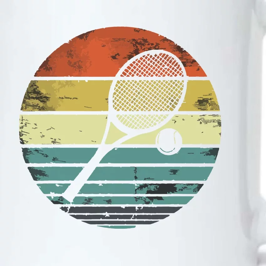 Tennis Player Gifts Retro Sunset Tennis Racquet Ball Coach Black Color Changing Mug