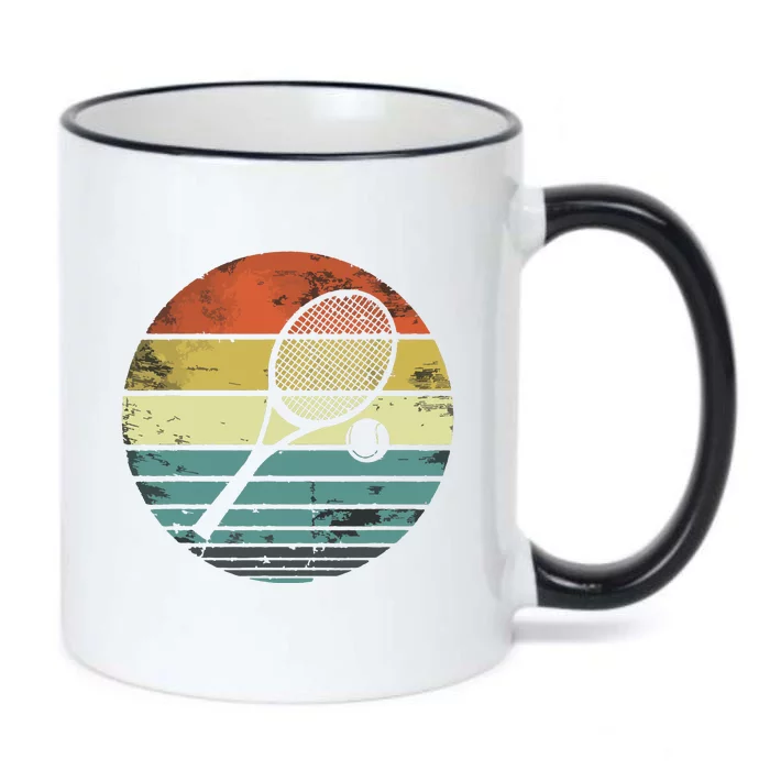 Tennis Player Gifts Retro Sunset Tennis Racquet Ball Coach Black Color Changing Mug