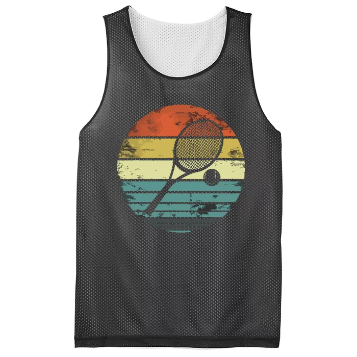 Tennis Player Gifts Retro Sunset Tennis Racquet Ball Coach Mesh Reversible Basketball Jersey Tank