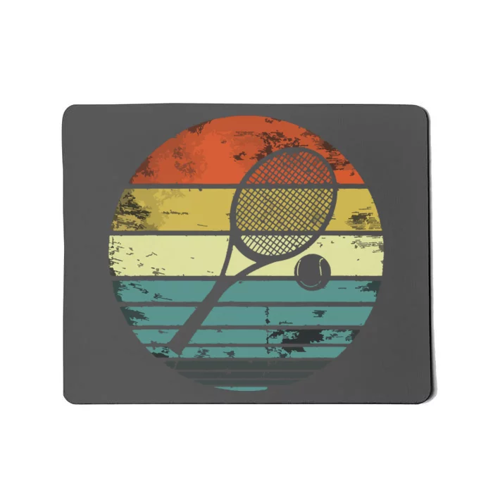 Tennis Player Gifts Retro Sunset Tennis Racquet Ball Coach Mousepad