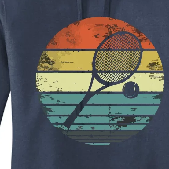 Tennis Player Gifts Retro Sunset Tennis Racquet Ball Coach Women's Pullover Hoodie