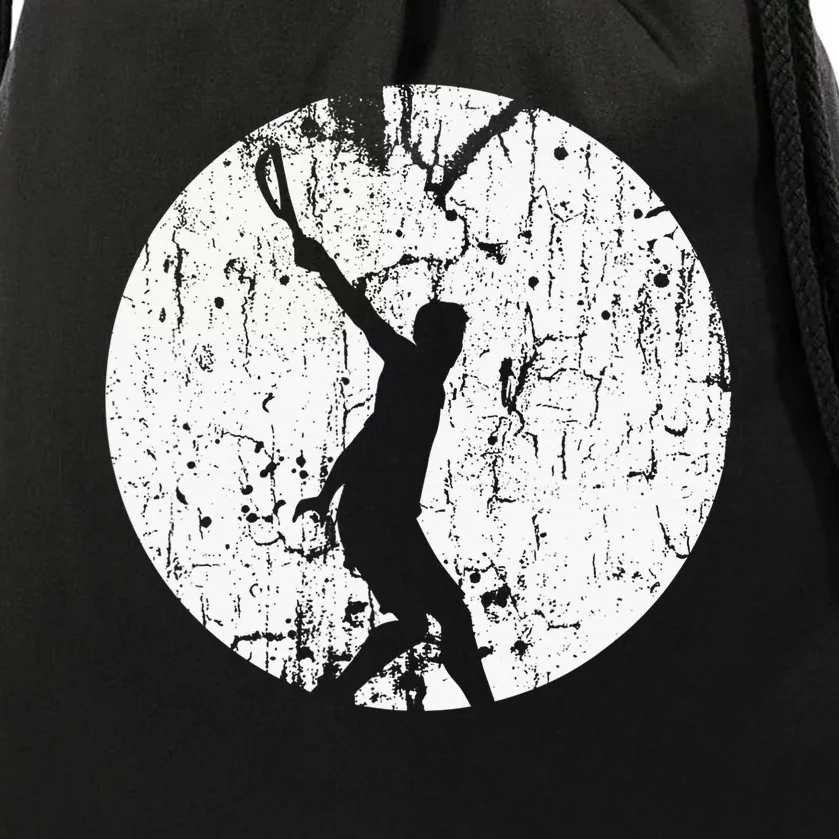 Tennis Player Gifts Retro Sunset Tennis Racquet Ball Coach Drawstring Bag