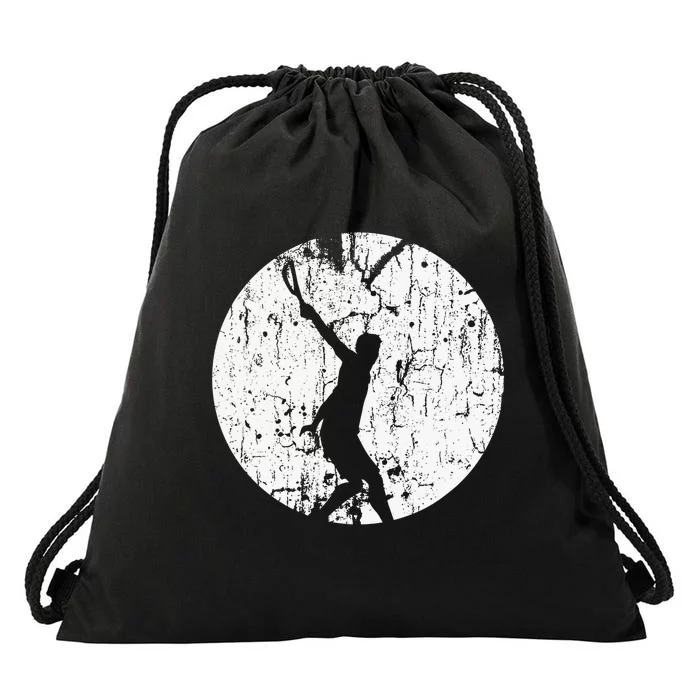 Tennis Player Gifts Retro Sunset Tennis Racquet Ball Coach Drawstring Bag