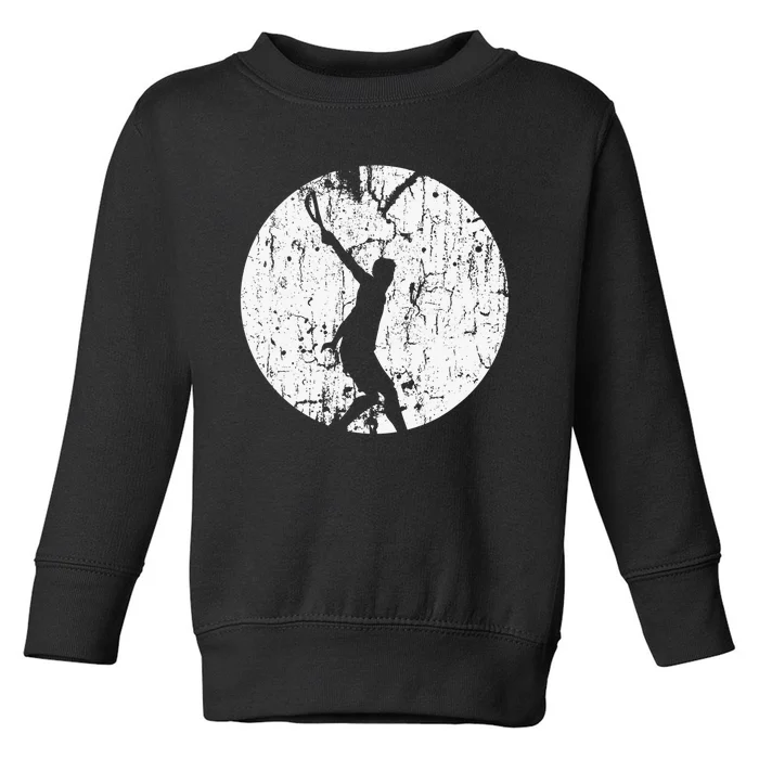 Tennis Player Gifts Retro Sunset Tennis Racquet Ball Coach Toddler Sweatshirt