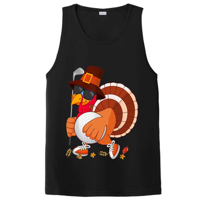 Turkey Playing Golf Thanksgiving Turkey Golf Performance Tank