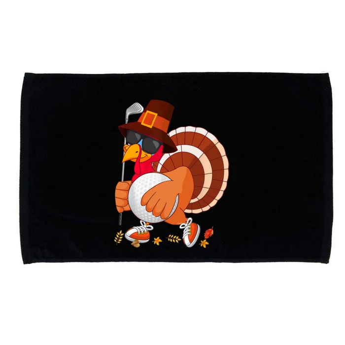 Turkey Playing Golf Thanksgiving Turkey Golf Microfiber Hand Towel