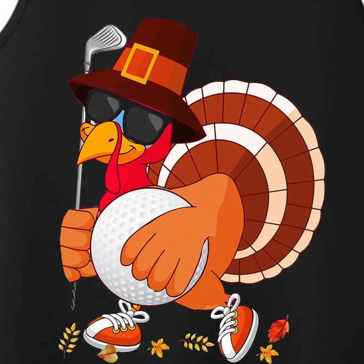 Turkey Playing Golf Thanksgiving Turkey Golf Performance Tank