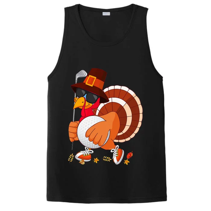 Turkey Playing Golf Thanksgiving Turkey Golf Performance Tank