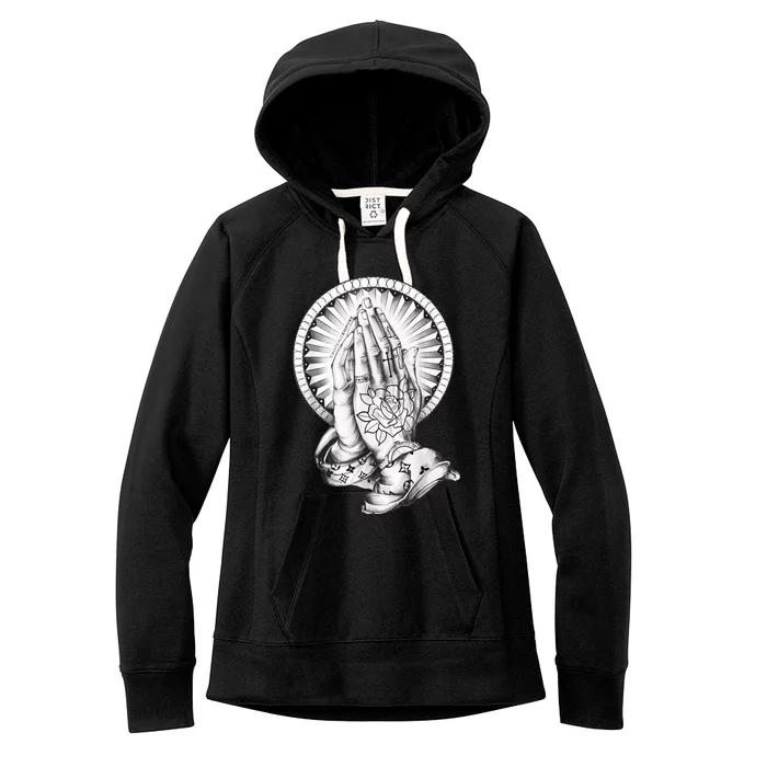 Tattoo Praying Hands Women's Fleece Hoodie