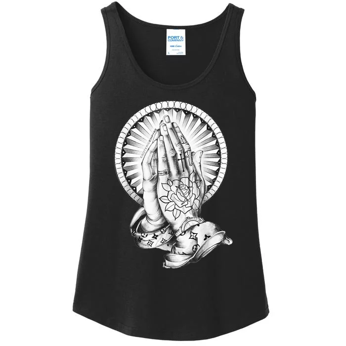 Tattoo Praying Hands Ladies Essential Tank