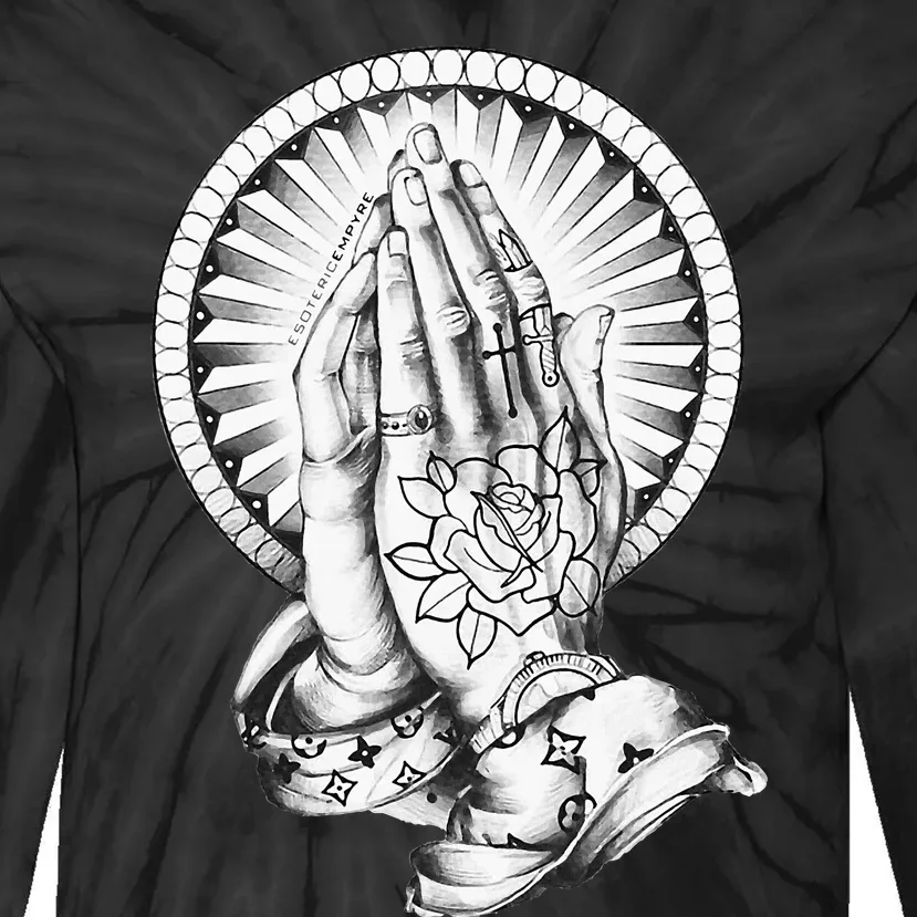 Tattoo Praying Hands Tie-Dye Long Sleeve Shirt