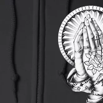 Tattoo Praying Hands Full Zip Hoodie