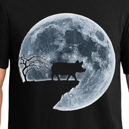 Teacup Pig Halloween Costume Moon Silhouette Meaningful Gift Pajama Set