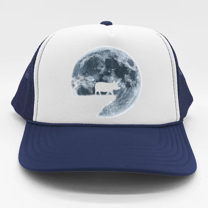 Teacup Pig Halloween Costume Moon Silhouette Meaningful Gift Trucker Hat