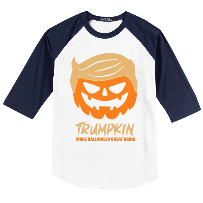 Trumpkin Pumpkin Halloween Donald Trump Make Halloween Great Again Baseball Sleeve Shirt