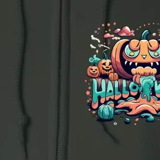 Trippy Pumpkin Halloween Full Zip Hoodie