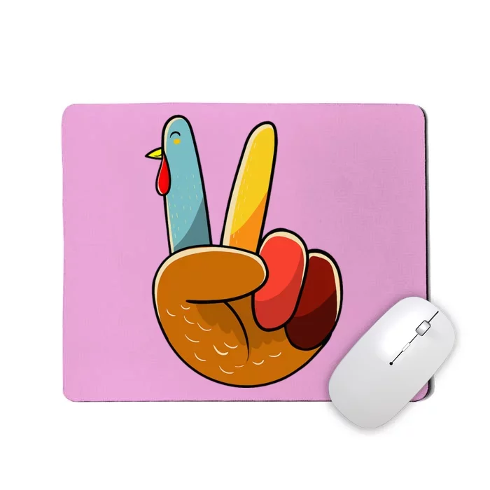 Turkey Peace Hand Sign Thanksgiving Thankful Mousepad