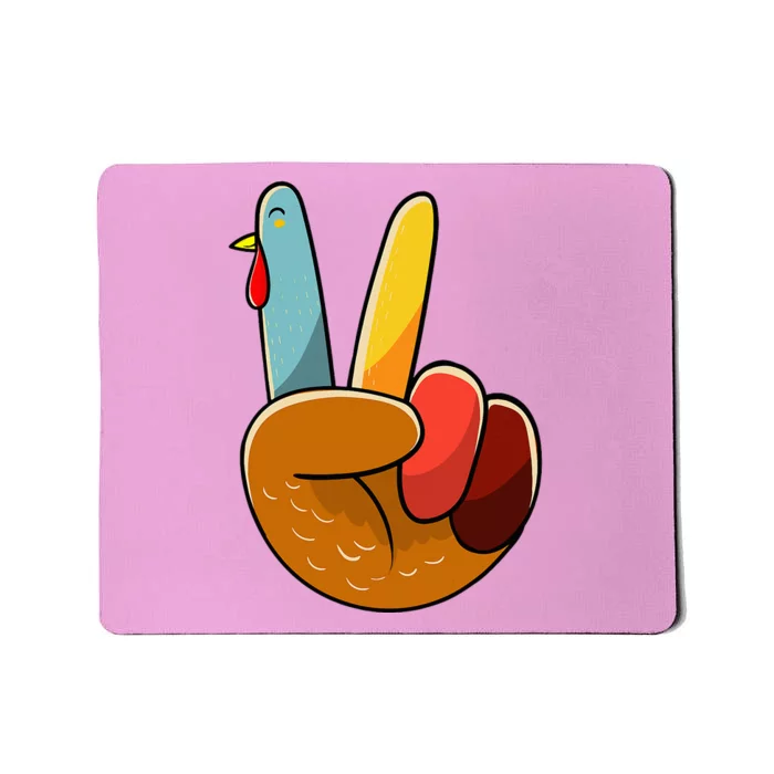 Turkey Peace Hand Sign Thanksgiving Thankful Mousepad