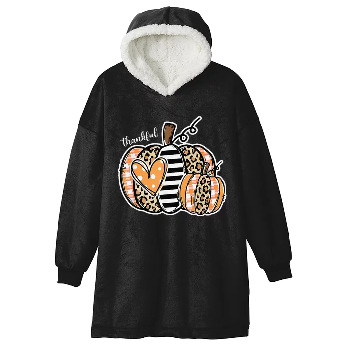 Thankful Pumpkin Happy Thanksgiving Day 2024 Hooded Wearable Blanket