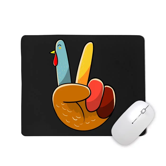 Turkey Peace Hand Sign Thanksgiving Thankful Mousepad