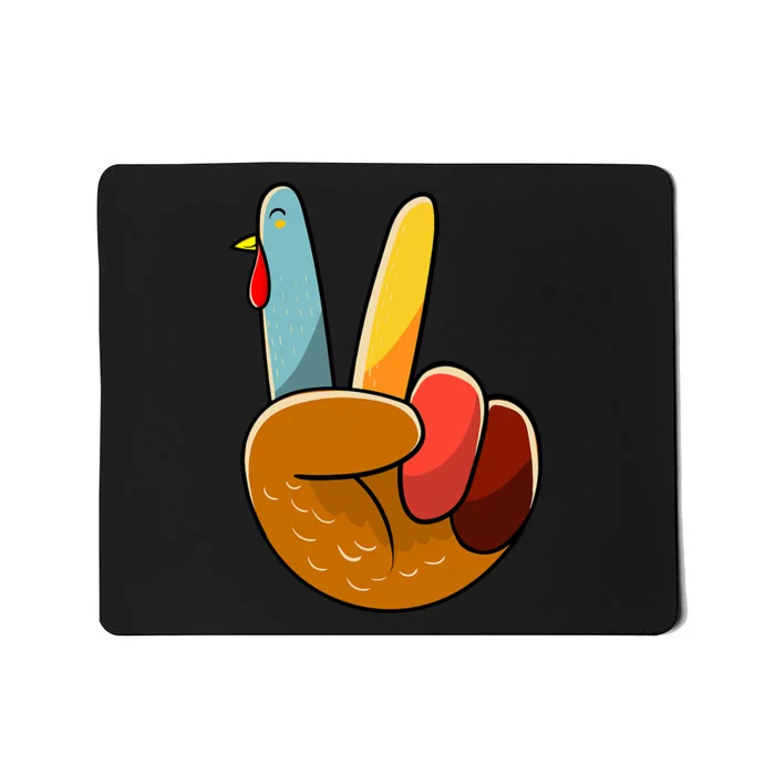 Turkey Peace Hand Sign Thanksgiving Thankful Mousepad