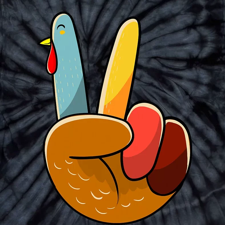 Turkey Peace Hand Sign Thanksgiving Thankful Tie-Dye T-Shirt