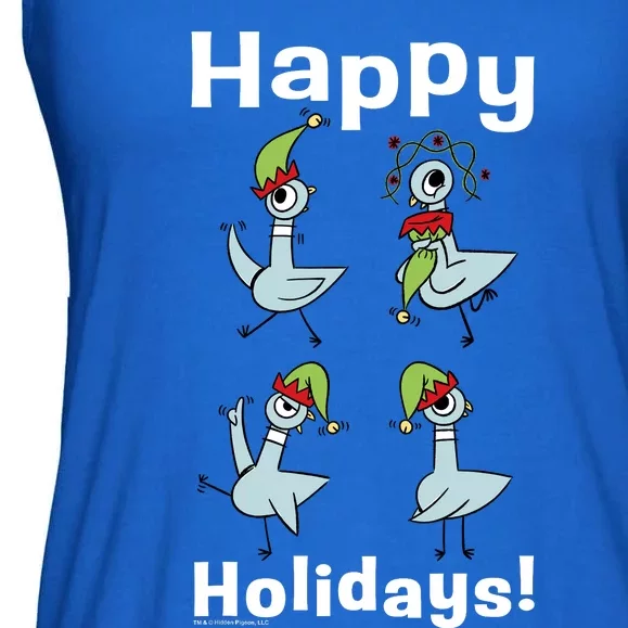 The Pigeon Happy Holidays Christmas Pigeon Ladies Essential Flowy Tank