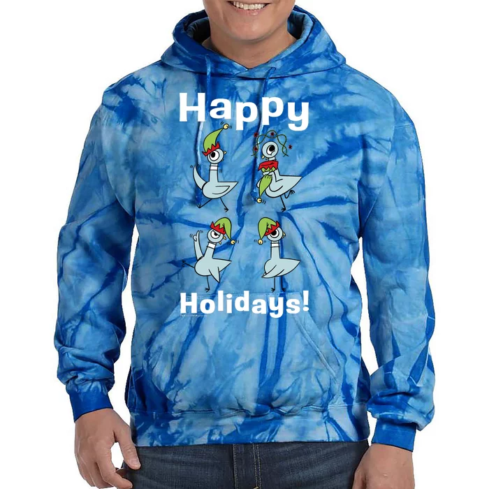 The Pigeon Happy Holidays Christmas Pigeon Tie Dye Hoodie