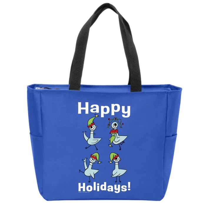 The Pigeon Happy Holidays Christmas Pigeon Zip Tote Bag