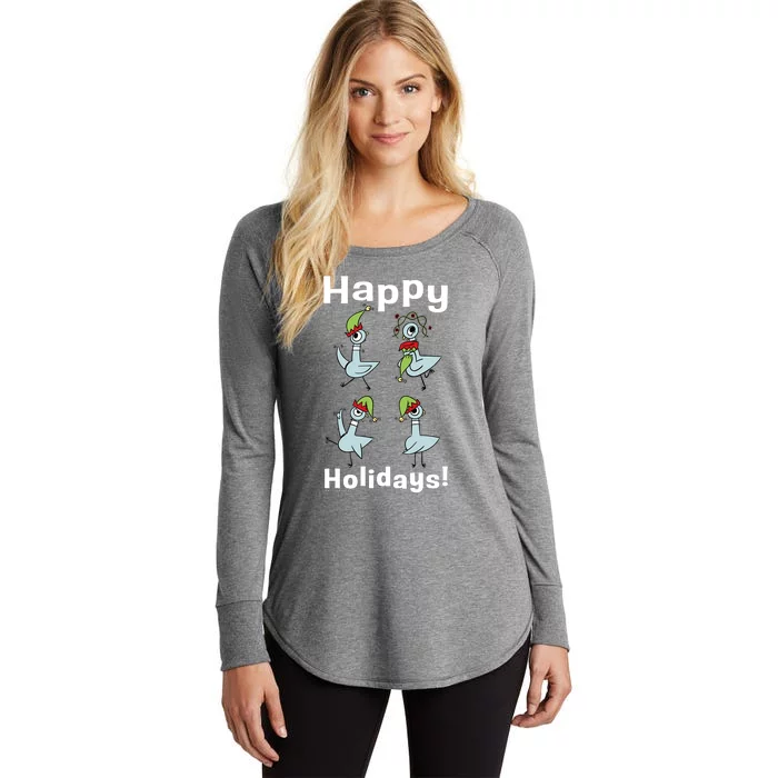 The Pigeon Happy Holidays Christmas Pigeon Women's Perfect Tri Tunic Long Sleeve Shirt