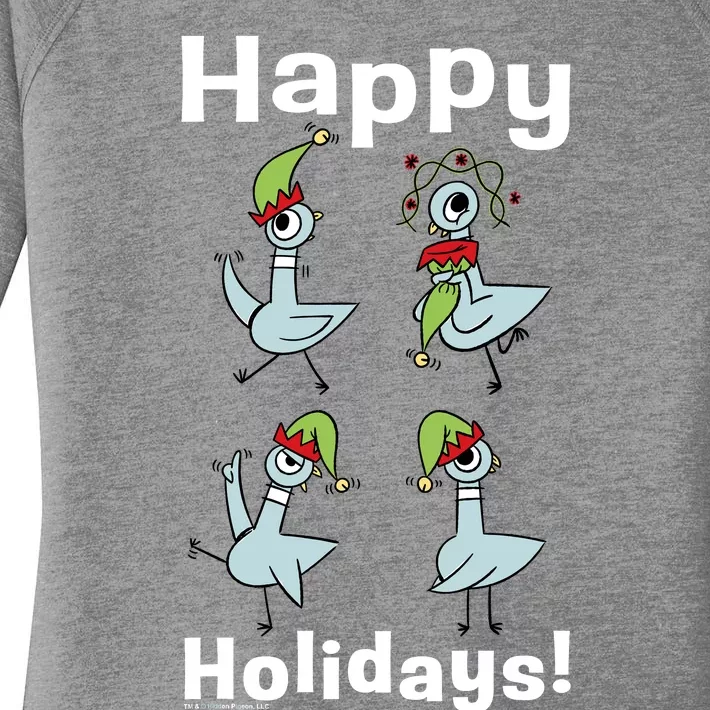 The Pigeon Happy Holidays Christmas Pigeon Women's Perfect Tri Tunic Long Sleeve Shirt