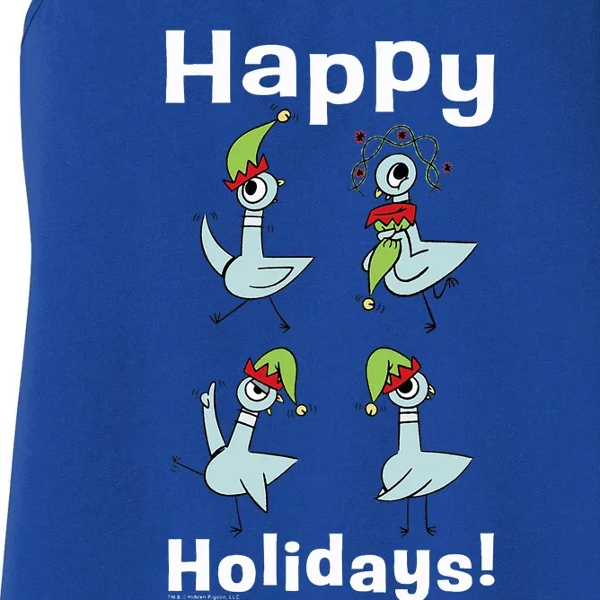 The Pigeon Happy Holidays Christmas Pigeon Women's Racerback Tank