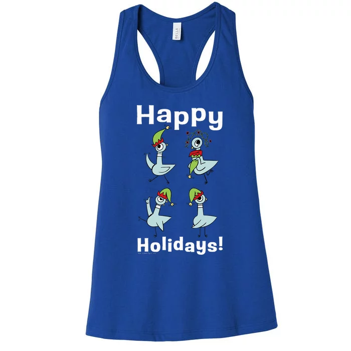 The Pigeon Happy Holidays Christmas Pigeon Women's Racerback Tank