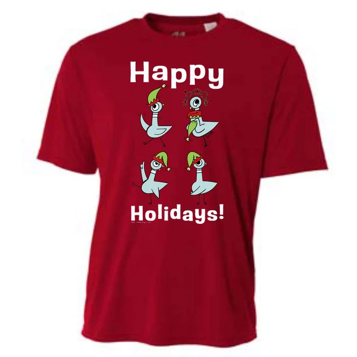 The Pigeon Happy Holidays Christmas Pigeon Cooling Performance Crew T-Shirt