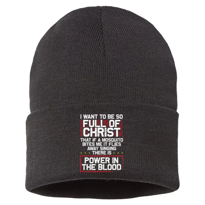 Theres Power In Blood Funny Religious Christian Sustainable Knit Beanie