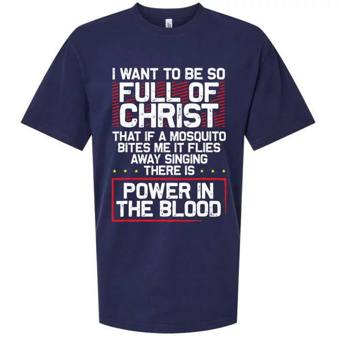 Theres Power In Blood Funny Religious Christian Sueded Cloud Jersey T-Shirt