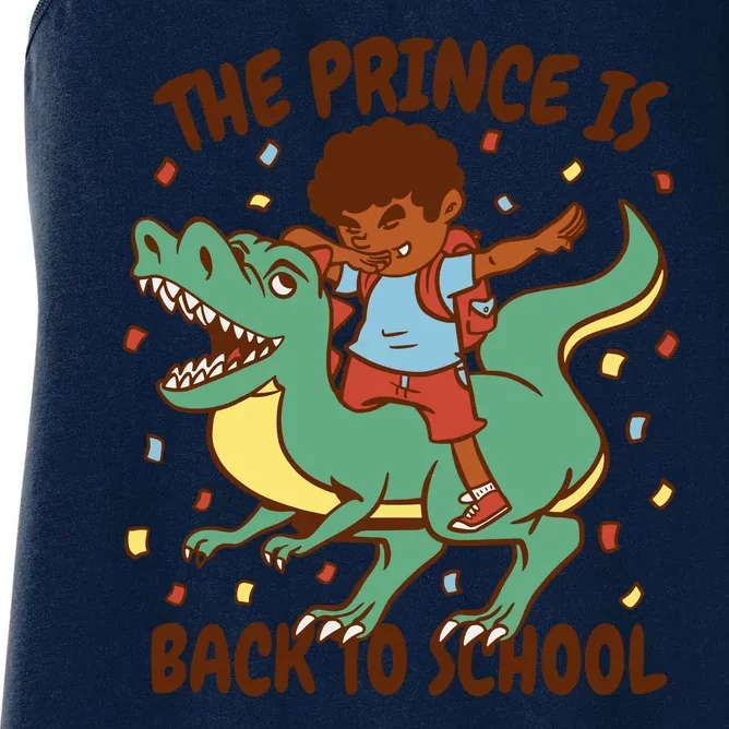 The Prince Is Back To School Dinosaur Dab Women's Racerback Tank