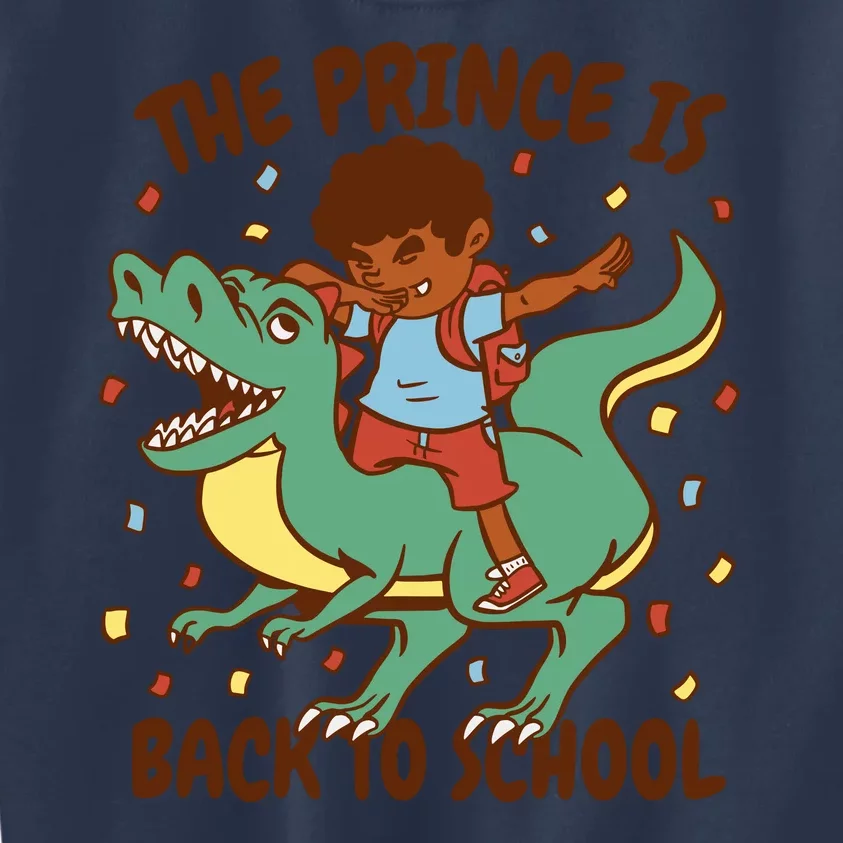 The Prince Is Back To School Dinosaur Dab Kids Sweatshirt