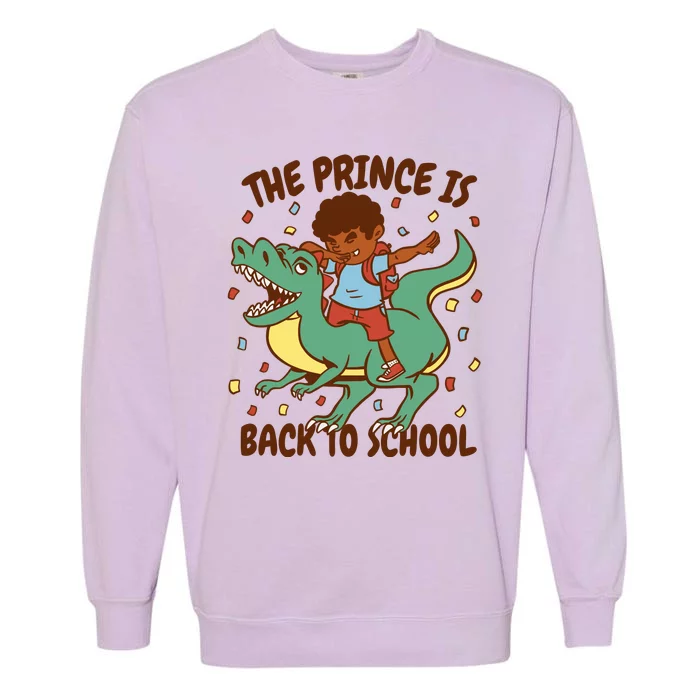 The Prince Is Back To School Dinosaur Dab Garment-Dyed Sweatshirt