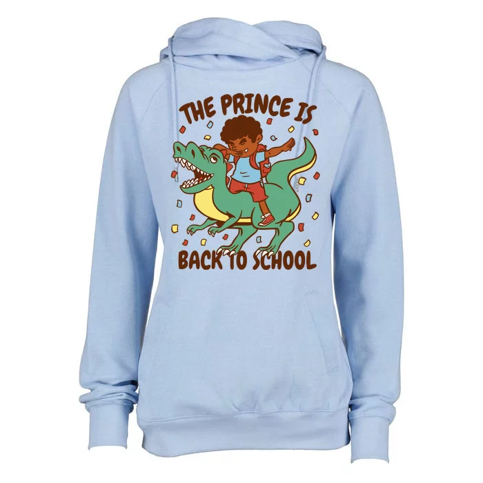 The Prince Is Back To School Dinosaur Dab Womens Funnel Neck Pullover Hood