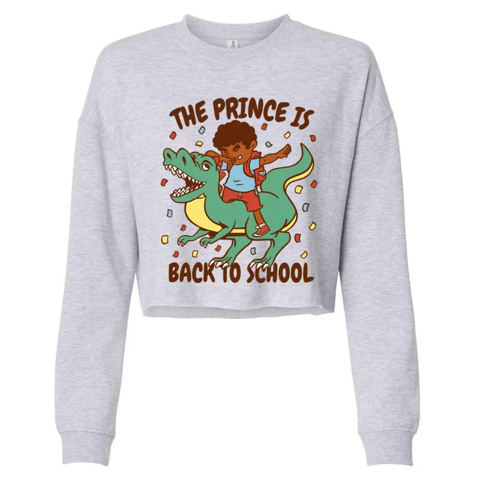 The Prince Is Back To School Dinosaur Dab Cropped Pullover Crew