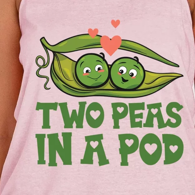 Two Peas In A Pod Valentines Day In Love Vegan Vegetables Gift Women's Knotted Racerback Tank